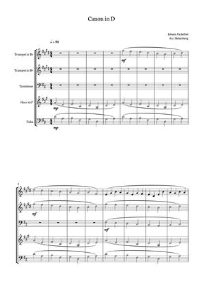 Canon in D - Johann Pachelbel for Brass Quintet.