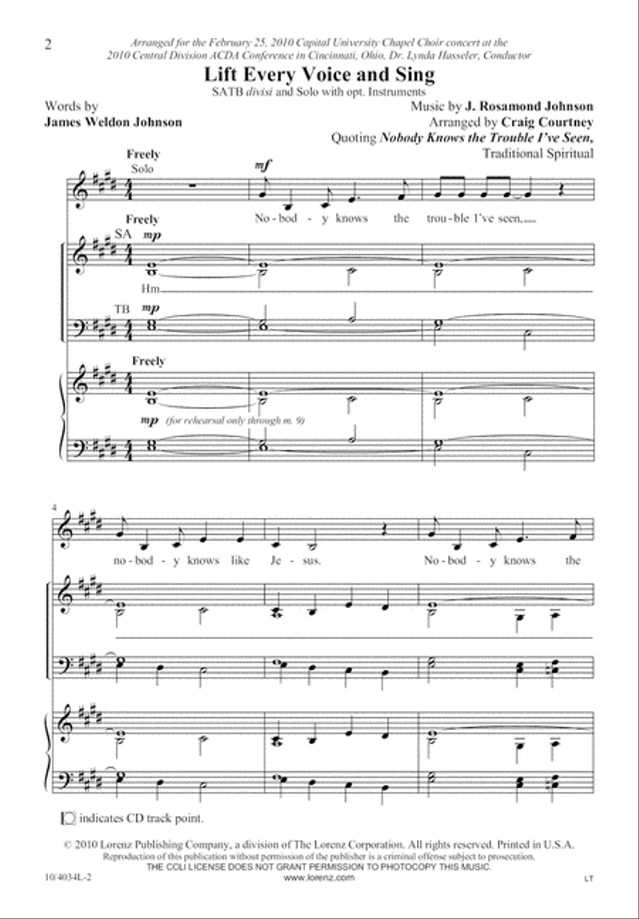 Lift Every Voice and Sing Divisi scores gallery preview page 2
