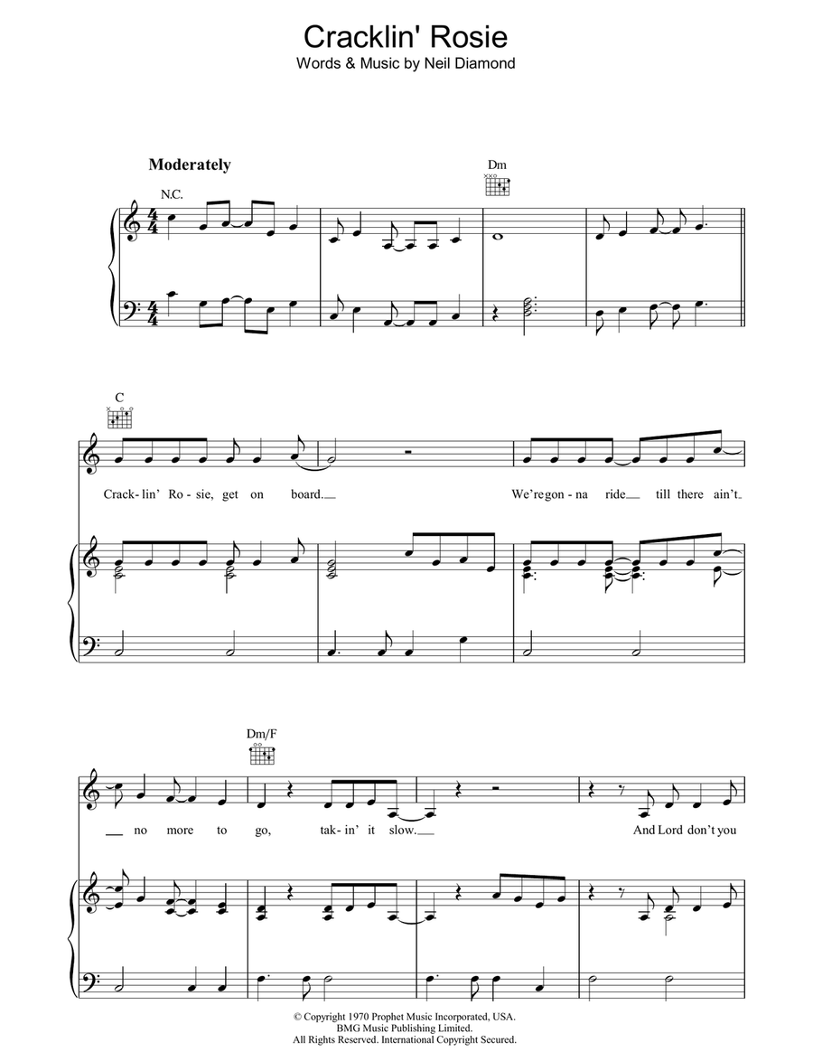Cracklin' Rosie Piano, Vocal, Guitar scores gallery preview page 1