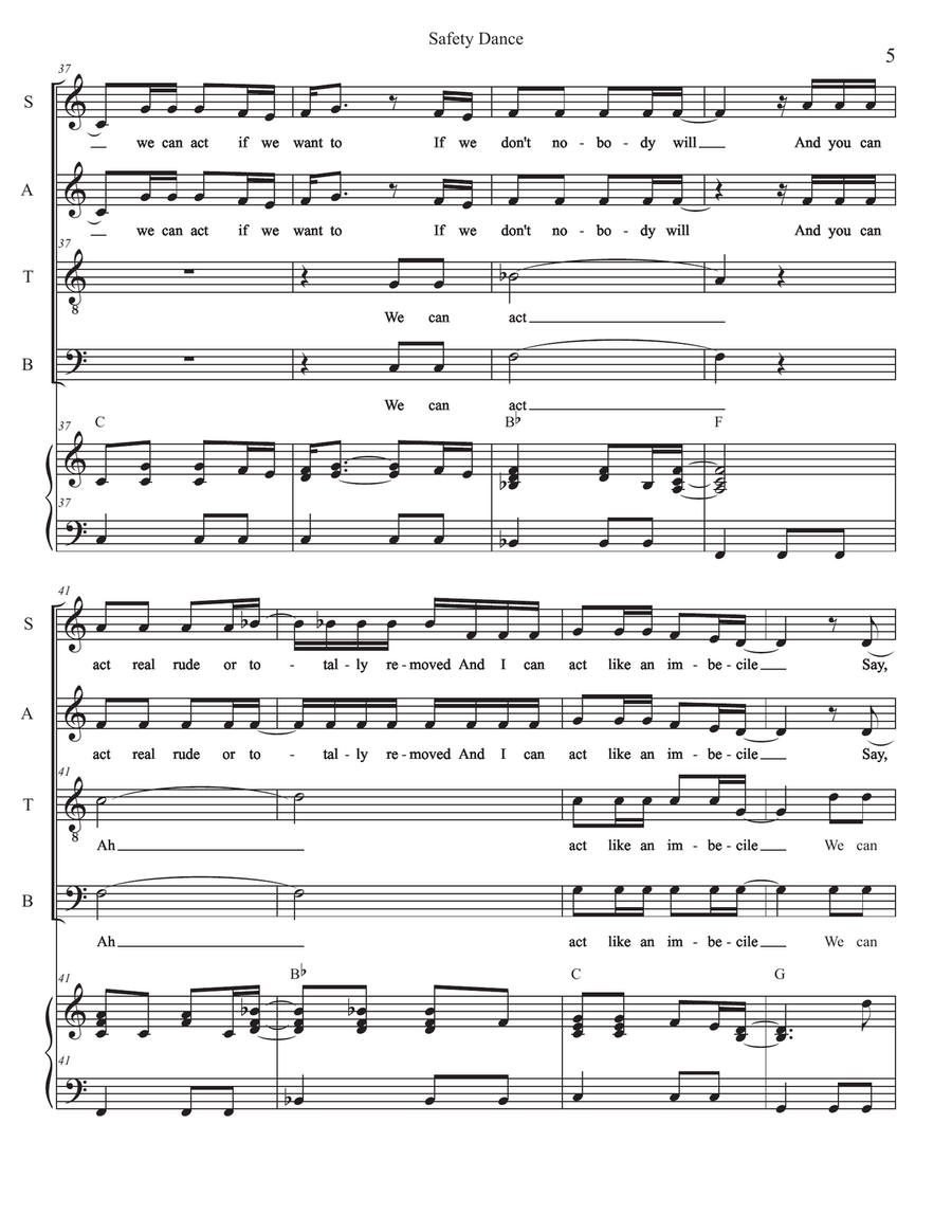 The Safety Dance 4-Part scores gallery preview page 5