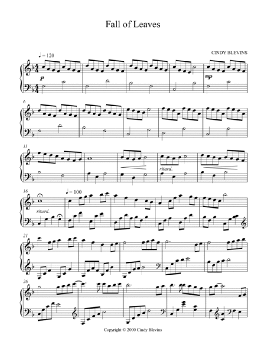 Fall of Leaves, original solo for Lap Harp Lap Harp scores gallery preview page 2