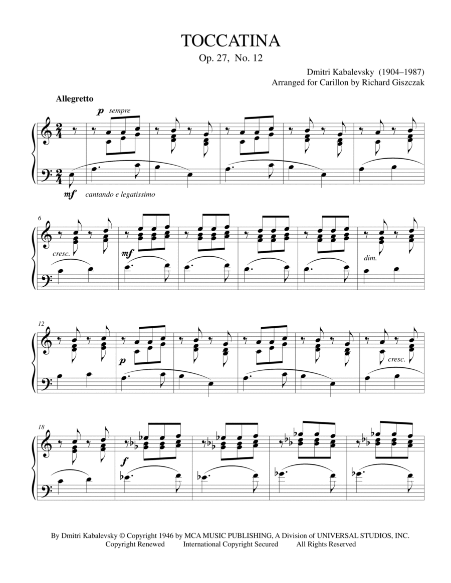 Toccatina, Op. 27 Carillon scores gallery preview page 1