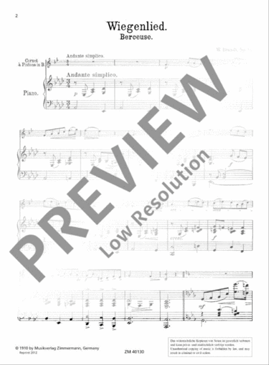 Lullaby (Berceuse) Lullaby (Berceuse) Cornet scores gallery preview page 3
