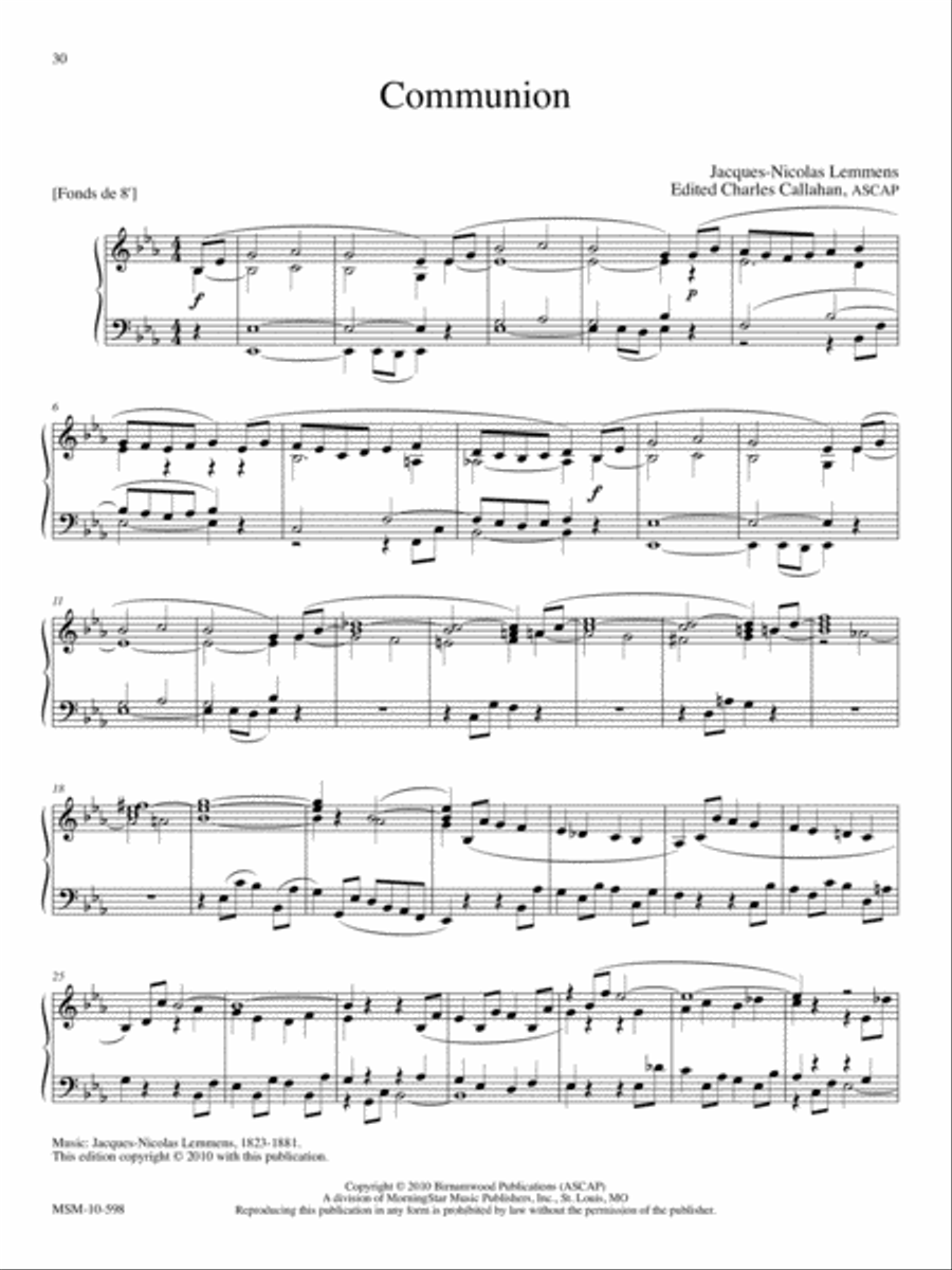The Memorial Album Thirty Selections for Organ, Piano, or Keyboard Organ scores gallery preview page 10
