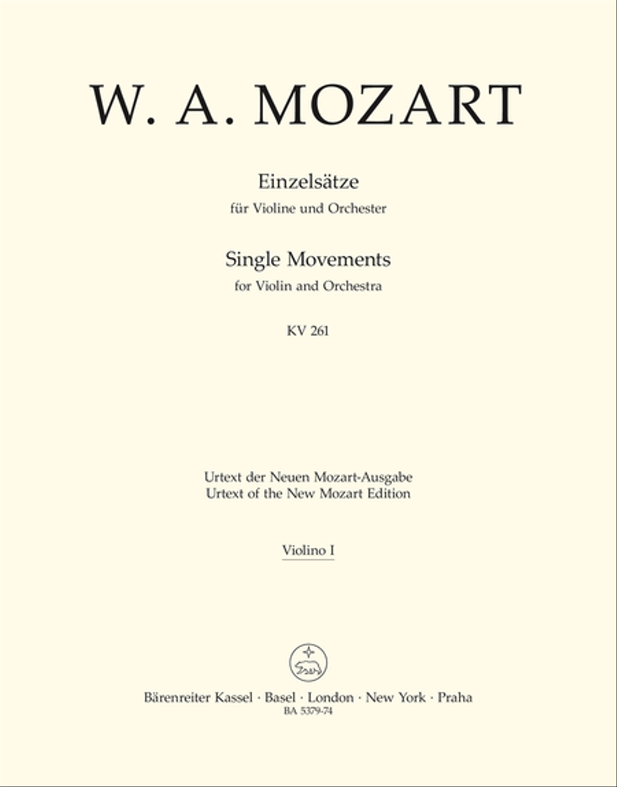 Einzelsatze for Violin and Orchestra KV 261, 269 (261a), 373 Violin scores gallery preview page 1