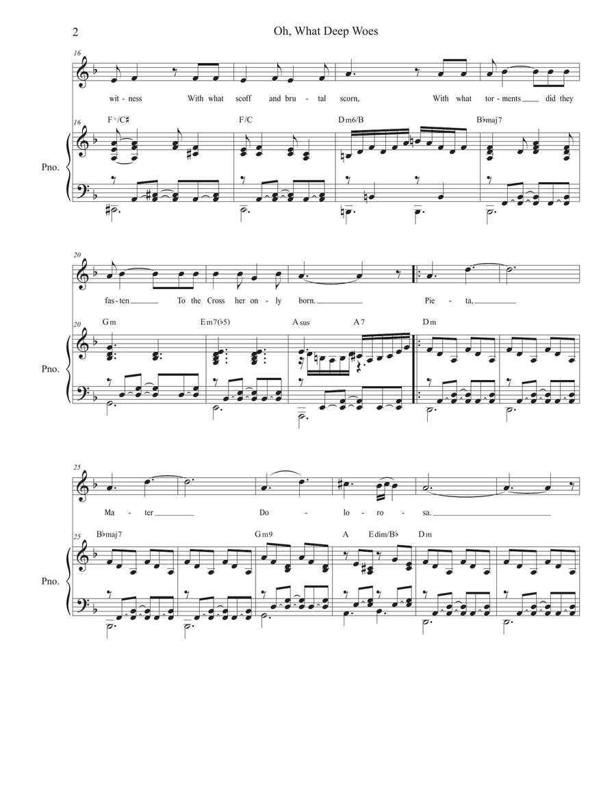Oh, What Deep Woes (Pieta, Mater Dolorosa) (Vocal solo - High Key) Piano, Vocal scores gallery preview page 2