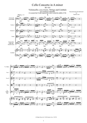 Vivaldi - Cello Concerto in A minor RV419 for Cello, Strings and Cembalo