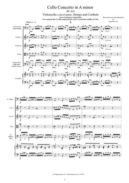 Vivaldi - Cello Concerto in A minor RV419 for Cello, Strings and Cembalo image number null