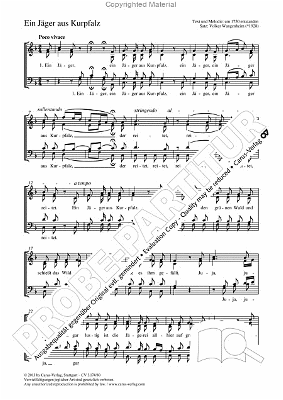 Ein Jager aus Kurpfalz 4-Part scores gallery preview page 2