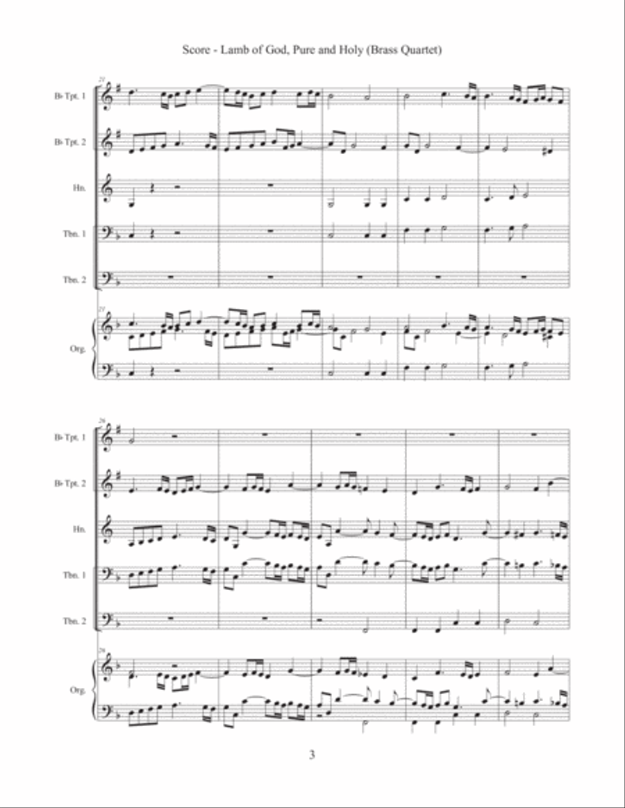 Lamb of God, Pure and Holy (Brass Quartet) Brass Quartet scores gallery preview page 4