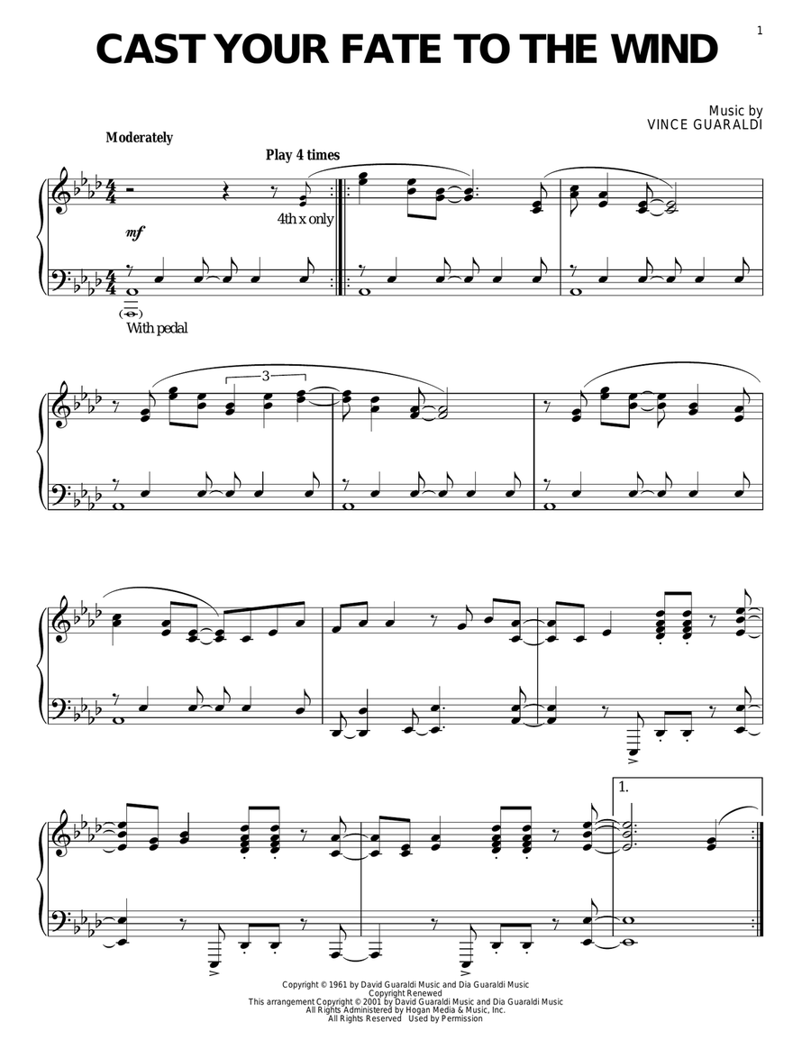 Cast Your Fate To The Wind Piano Solo scores gallery preview page 1