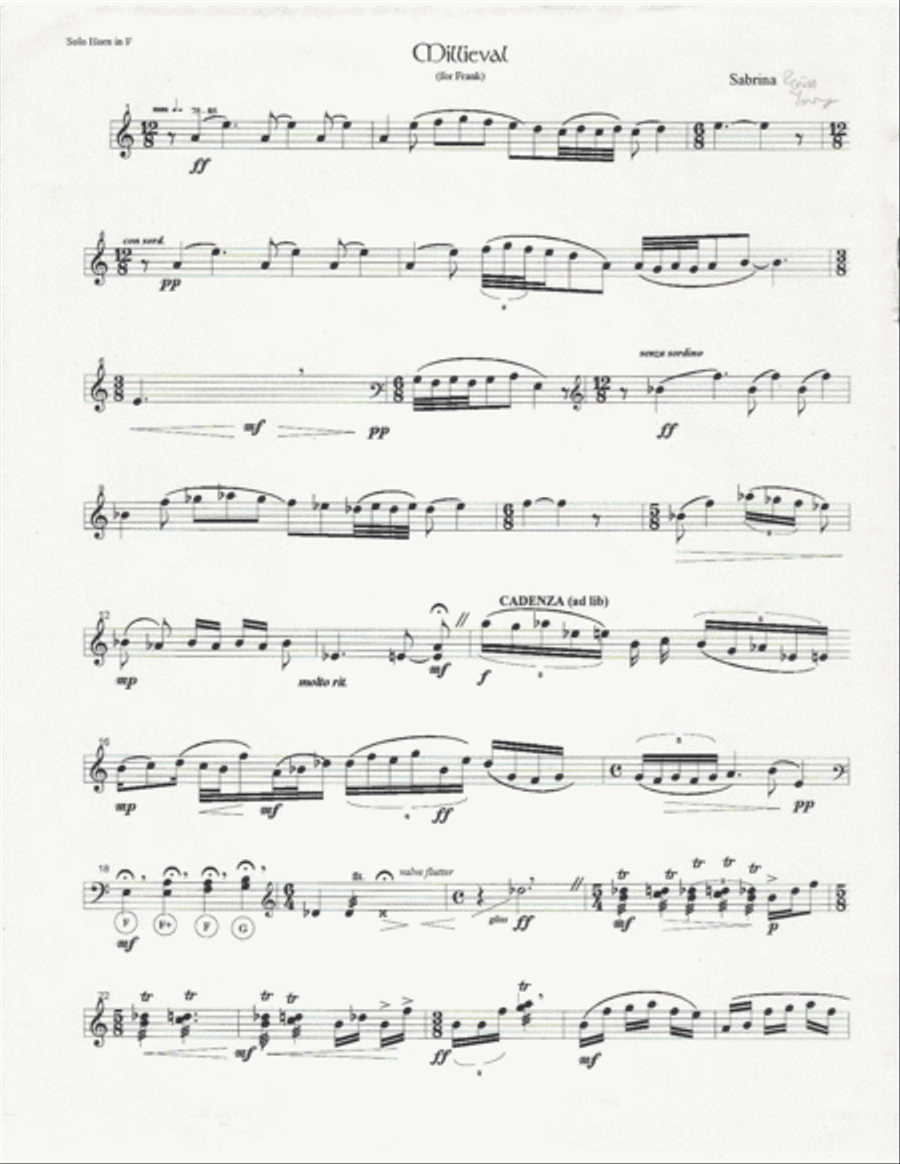 Millieval for French Horn Horn Solo scores gallery preview page 1