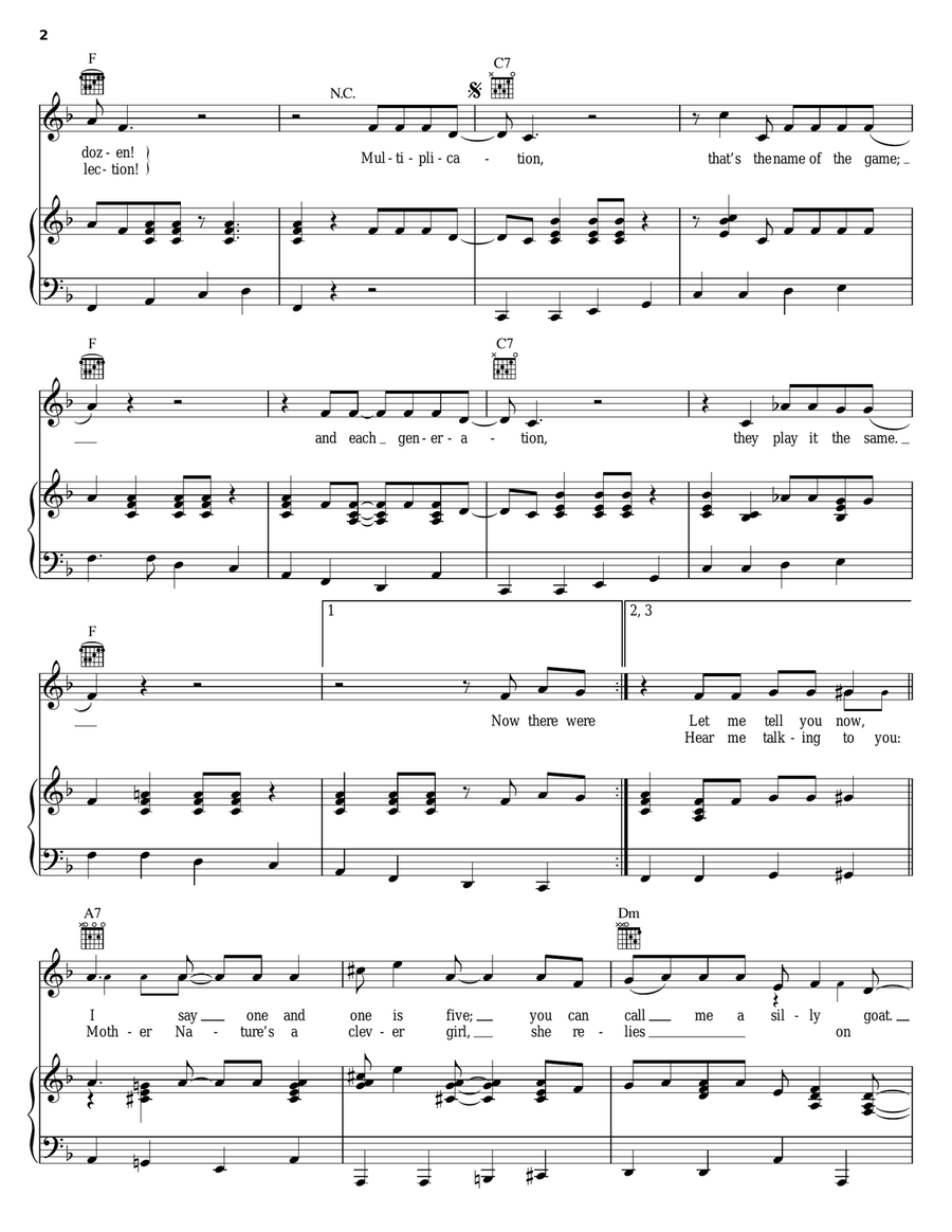Multiplication Piano, Vocal, Guitar scores gallery preview page 2