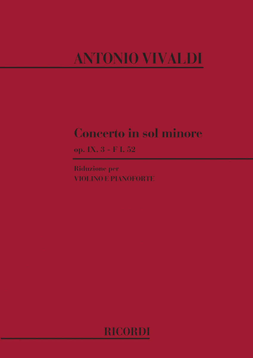 Concerto in Sol minore per Violino, Archi e BC