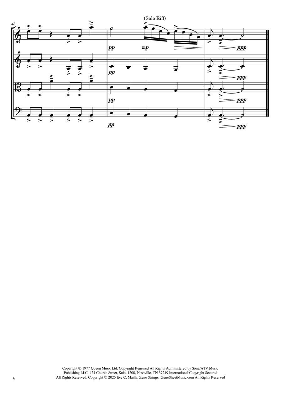 We Will Rock You String Quartet scores gallery preview page 6