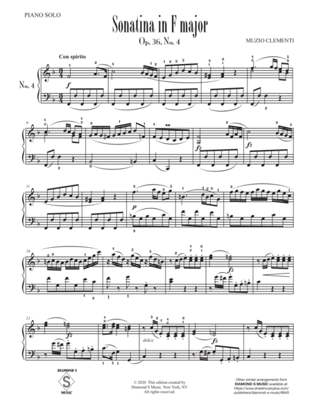 Piano Sonatina No.4 in F major, Op. 36 - Clementi - Piano Solo image number null