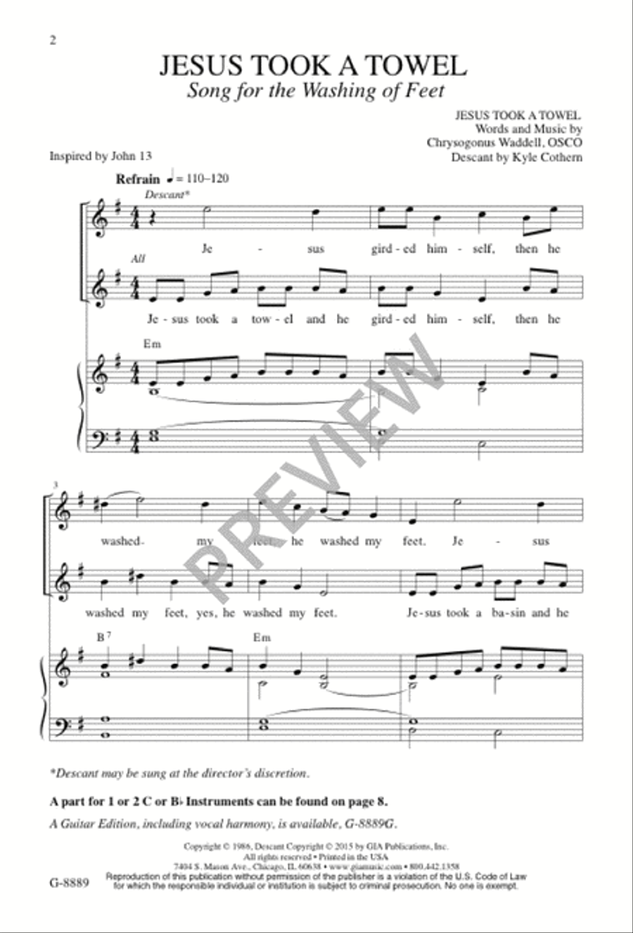 Jesus Took a Towel Jesus Took a Towel Unison Choir scores gallery preview page 3