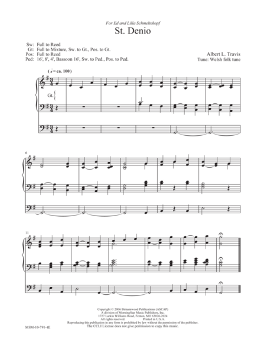 St. Denio Organ scores gallery preview page 1