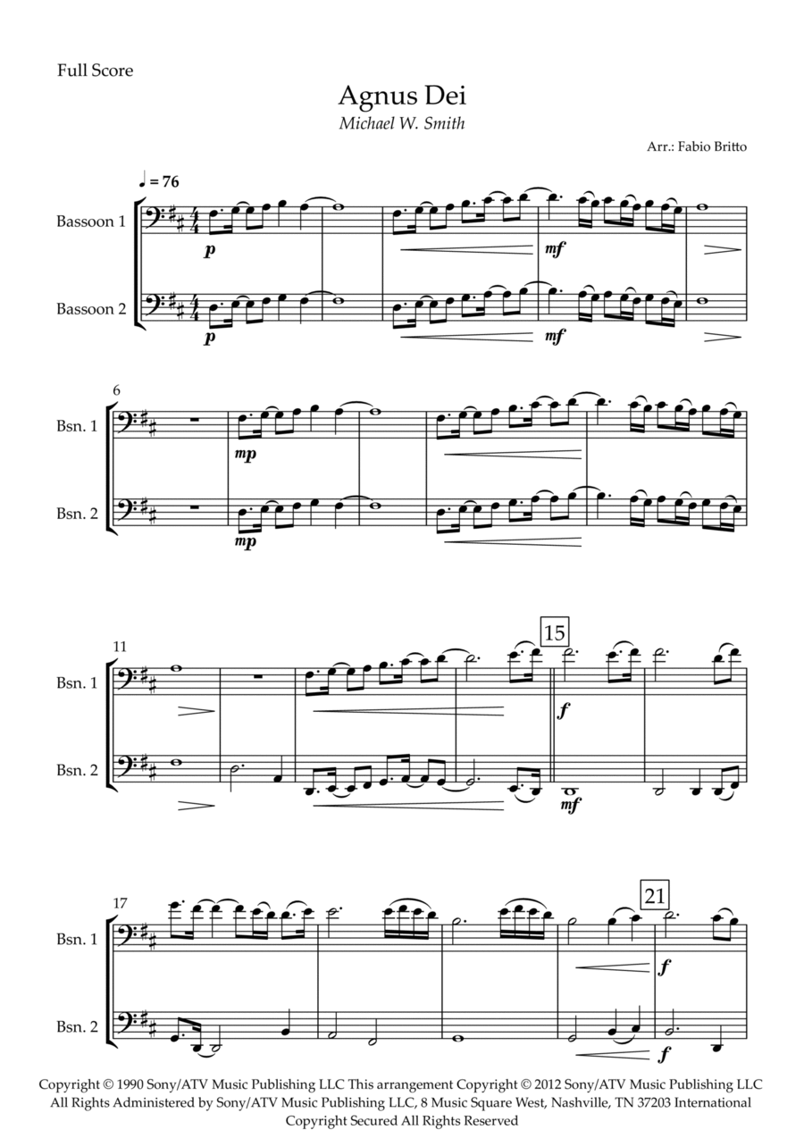 Agnus Dei Woodwind Duet scores gallery preview page 1