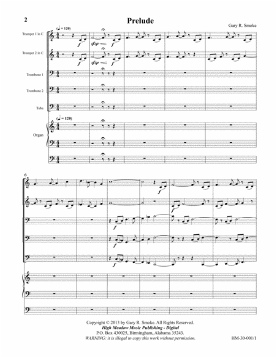 Prelude for Brass Quintet and Organ Small Ensemble scores gallery preview page 2