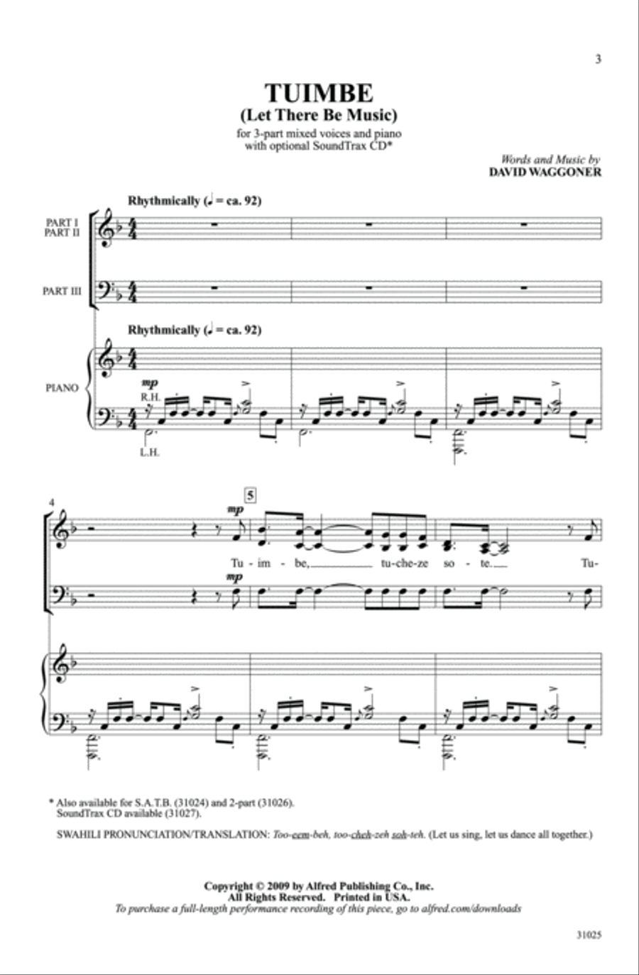 Tuimbe (Let There Be Music) 3-Part scores gallery preview page 2