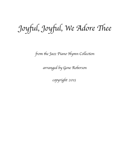 Joyful, Joyful, We Adore Thee from the Jazz Piano Collection
