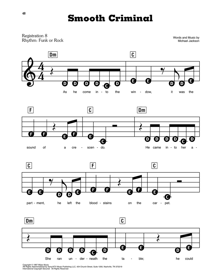 Smooth Criminal Electronic Keyboard scores gallery preview page 1