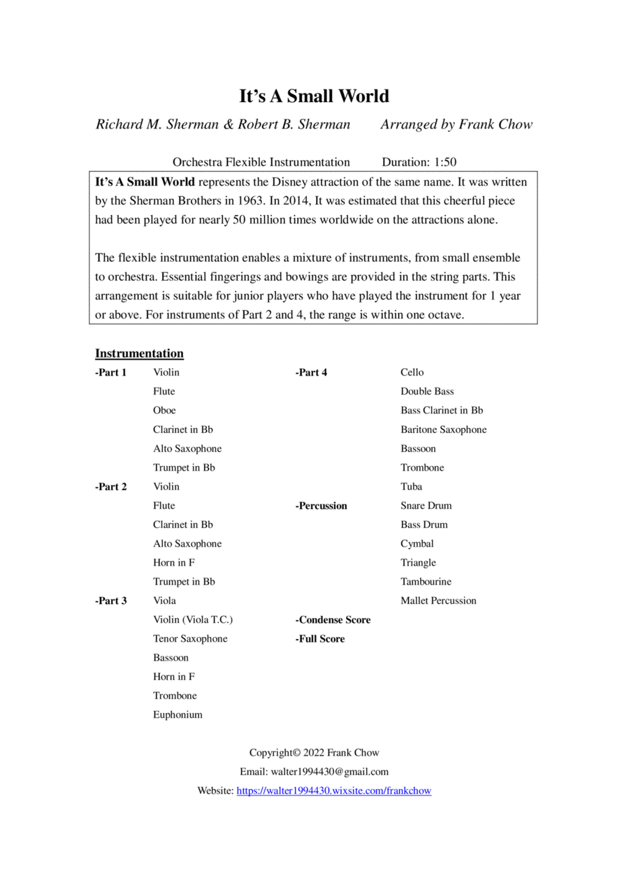 It's A Small World Concert Band scores gallery preview page 1