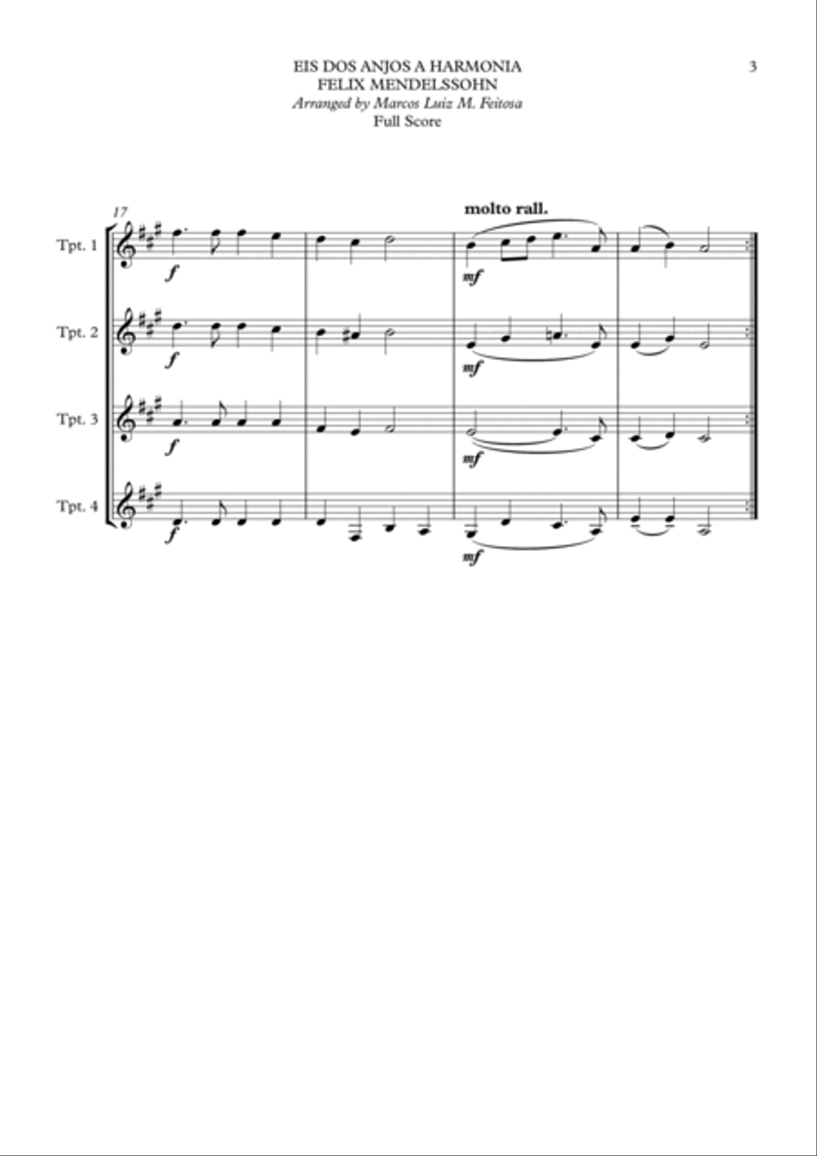 Hark The Herald Angels Sing (Eis dos Anjos a Harmonia) - Trumpet Quartet Brass Ensemble scores gallery preview page 5