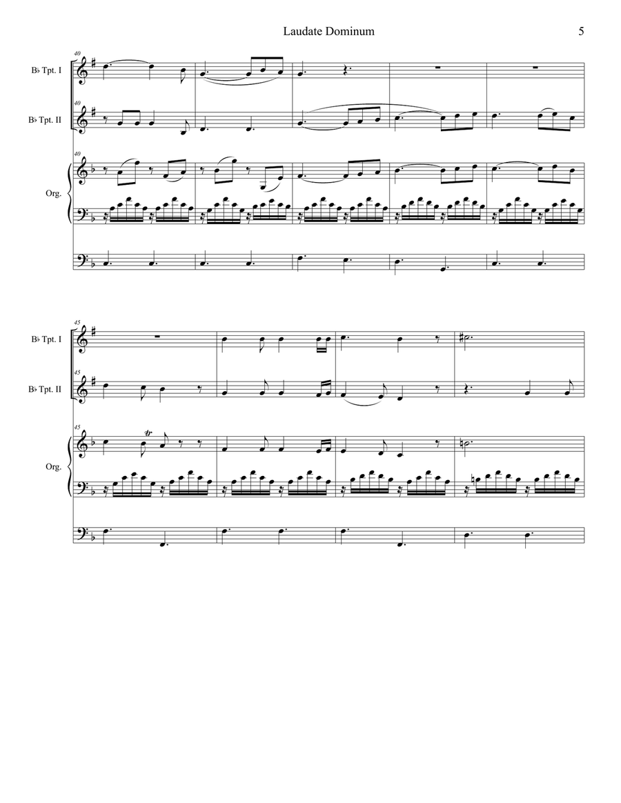 Laudate Dominum (Duet for Bb-Trumpet - Organ Accompaniment) Trumpet Duet scores gallery preview page 6