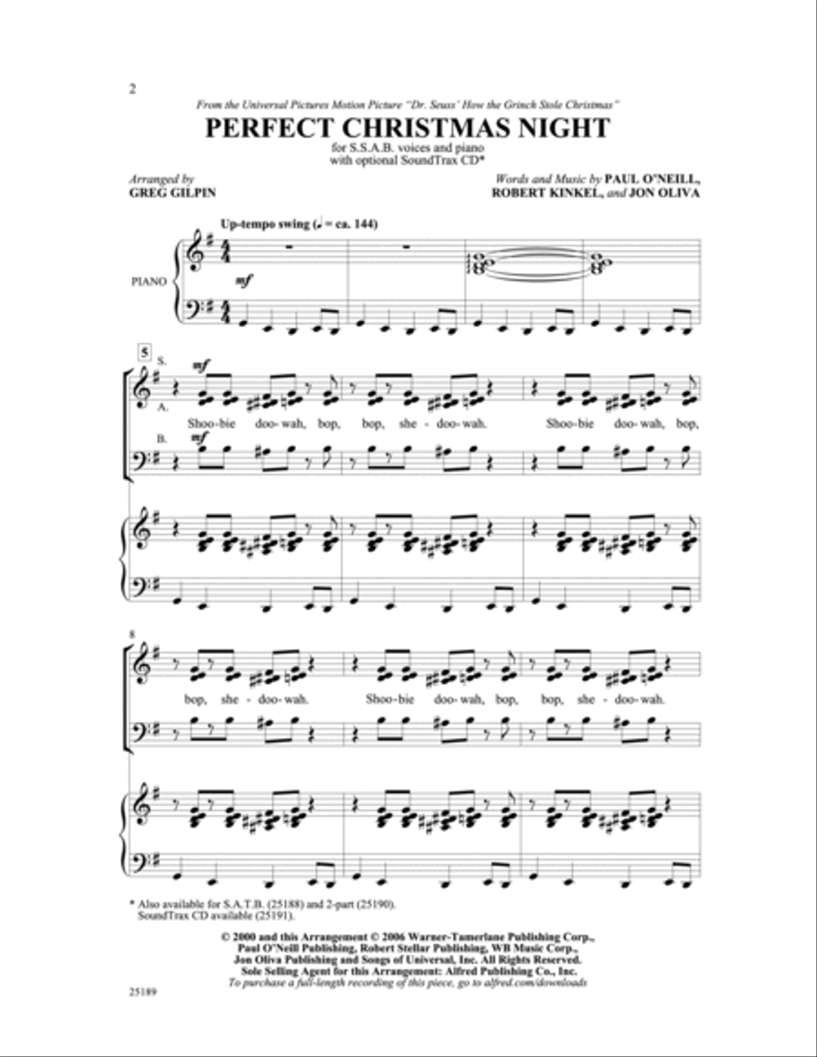 Perfect Christmas Night (from Dr. Seuss! How the Grinch Stole Christmas) 3-Part scores gallery preview page 2