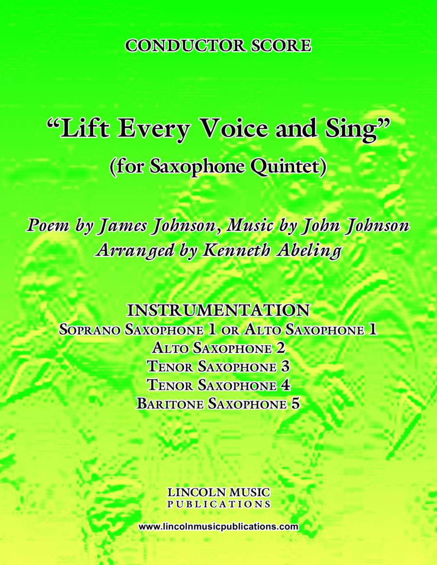 Lift Every Voice and Sing (for Saxophone Quintet SATTB or AATTB) Saxophone Quintet scores gallery preview page 1