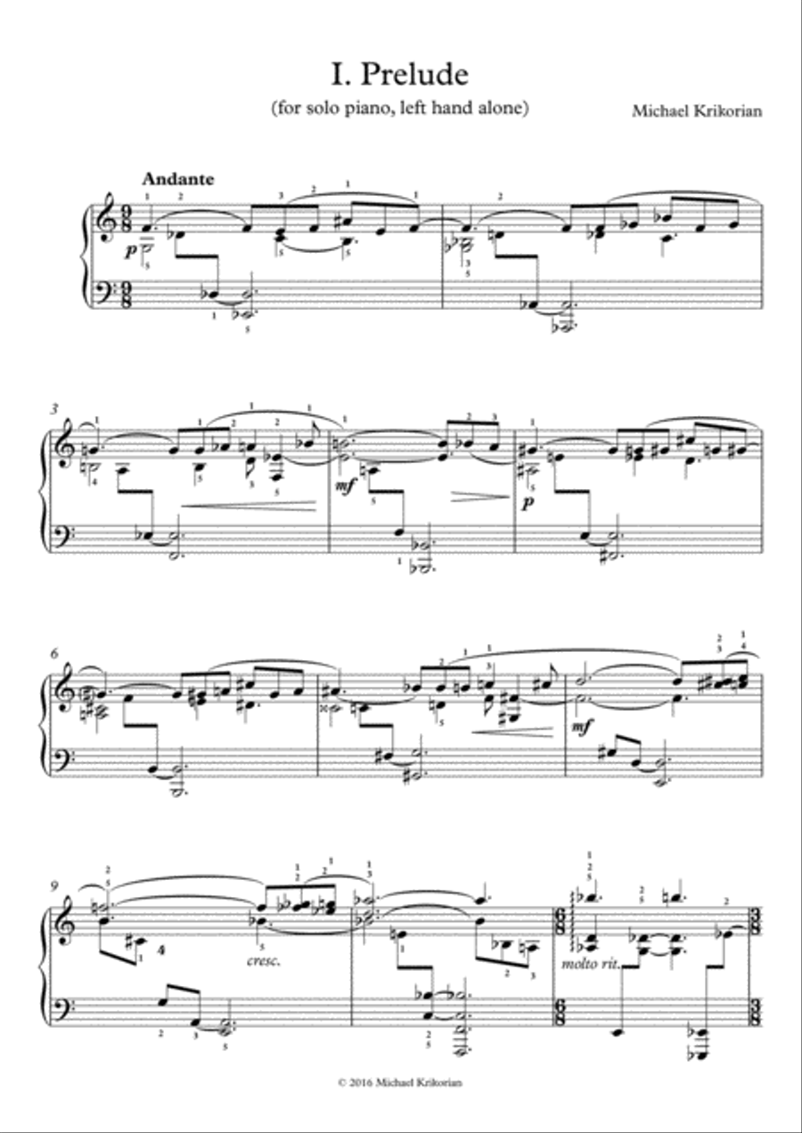 Prelude and Nocturne for LH alone Piano Solo scores gallery preview page 2