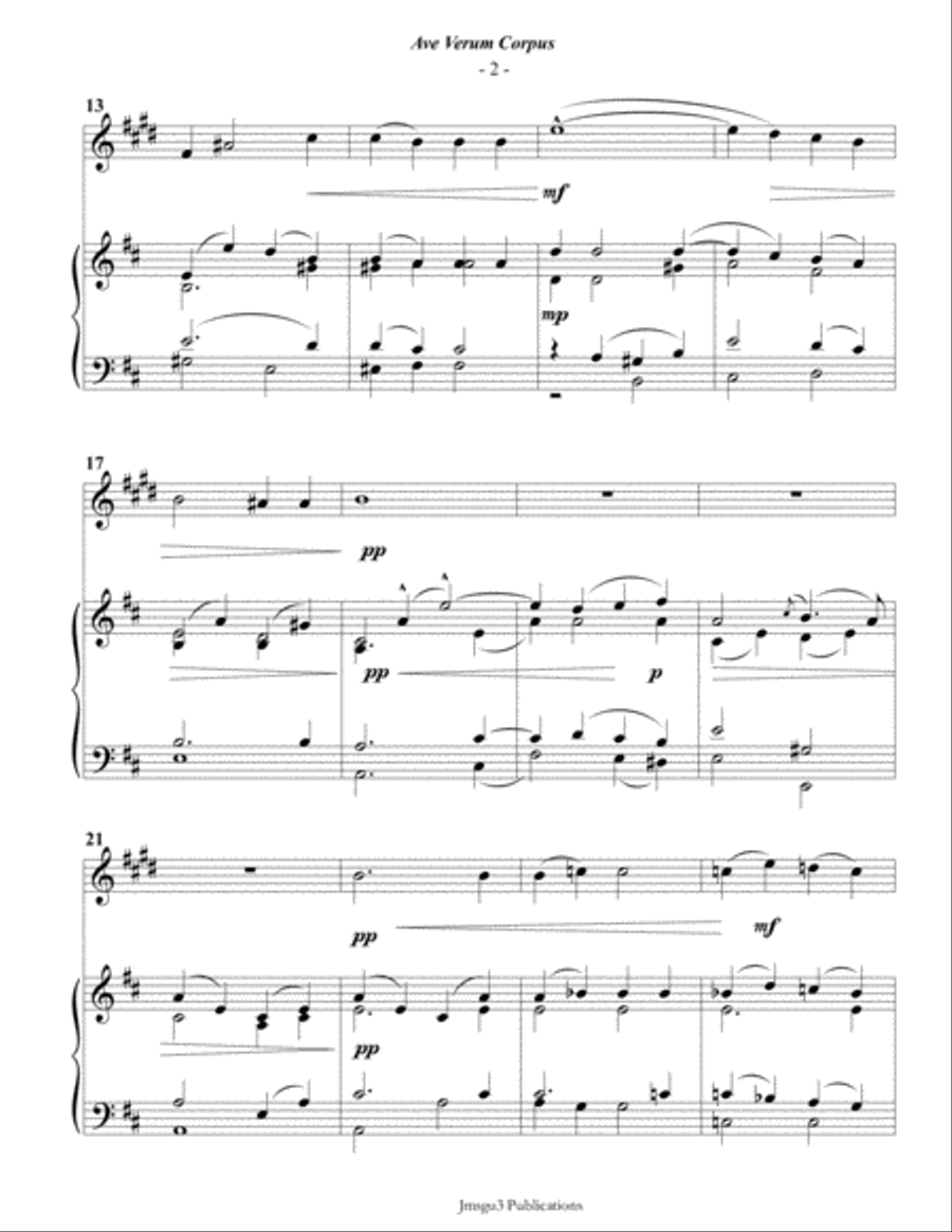 Mozart: Ave Verum Corpus for Soprano Sax & Piano Soprano Saxophone scores gallery preview page 2