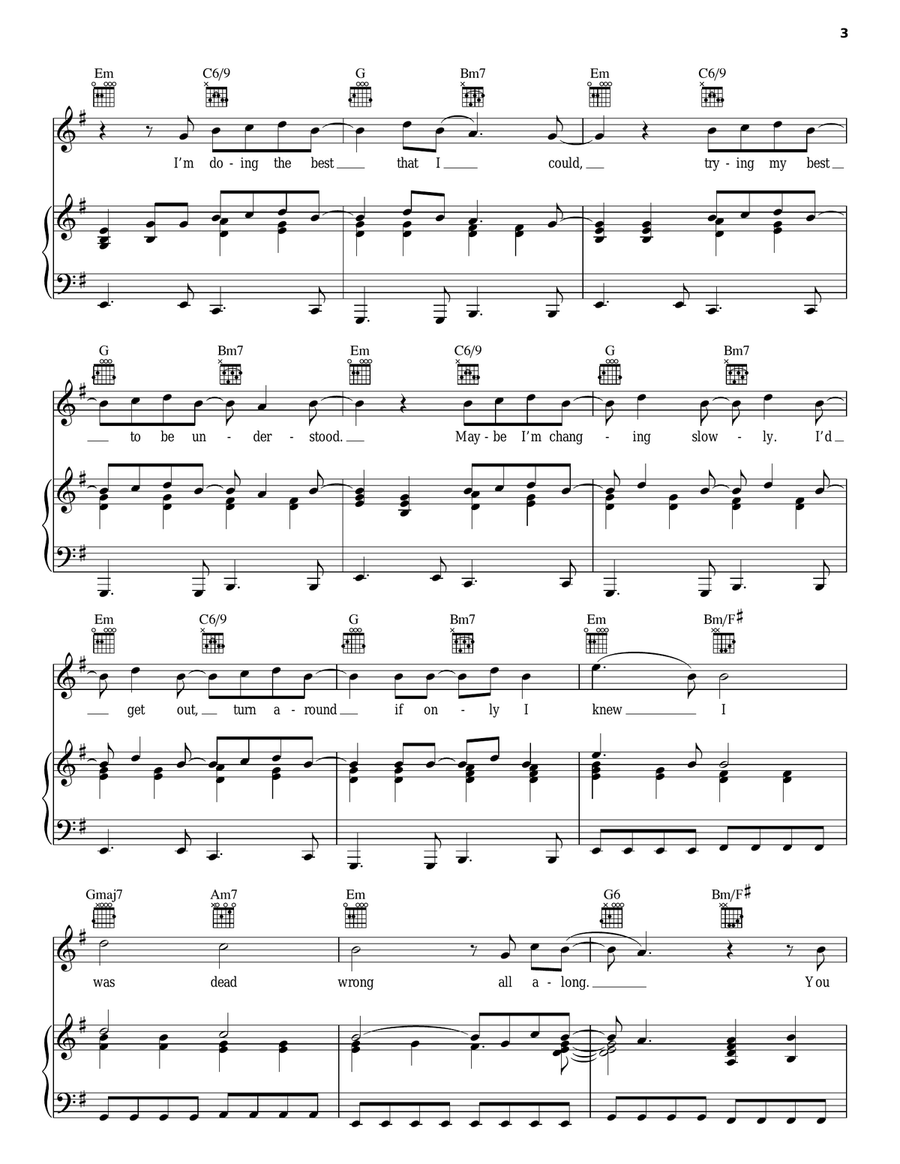 Dead Wrong Piano, Vocal, Guitar scores gallery preview page 3