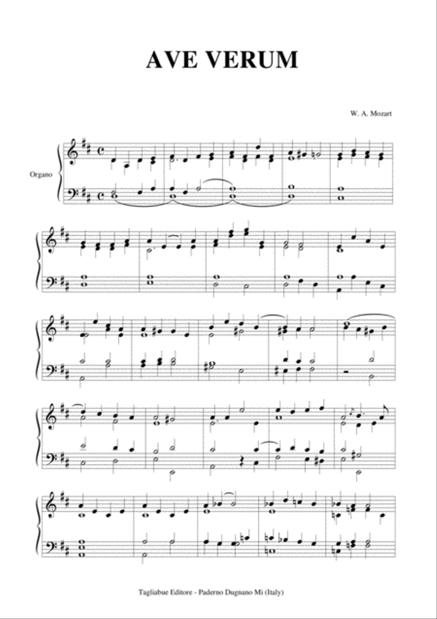 AVE VERUM - W.A.Mozart - Arr. for Organ Organ Solo scores gallery preview page 2