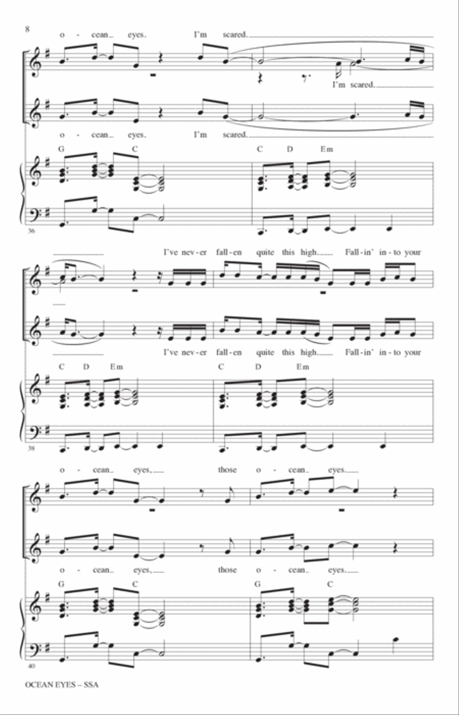 ocean eyes (arr. Roger Emerson) SSA scores gallery preview page 7