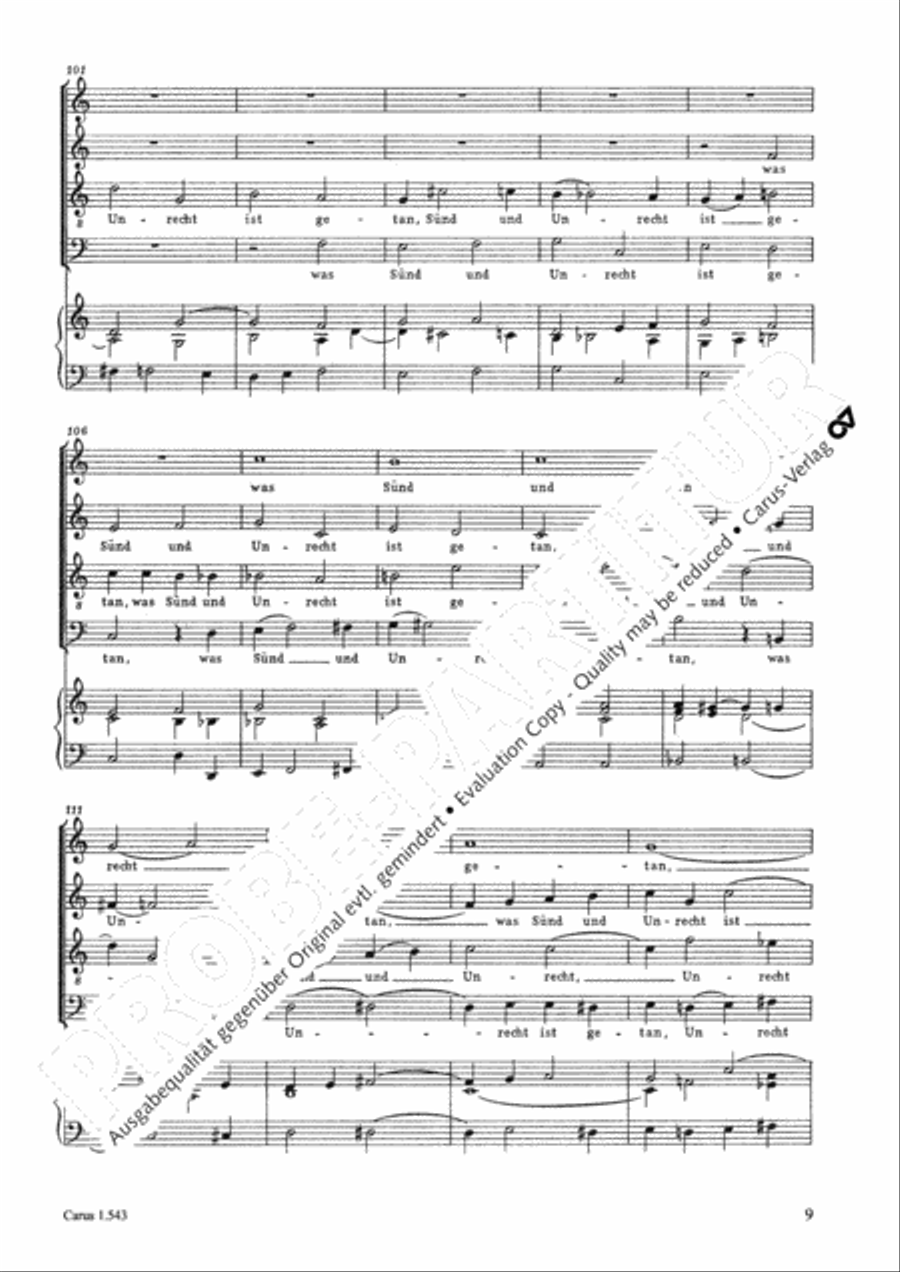 In deepest need I cry to you (Aus tiefer Not schrei ich zu dir) 4-Part scores gallery preview page 9