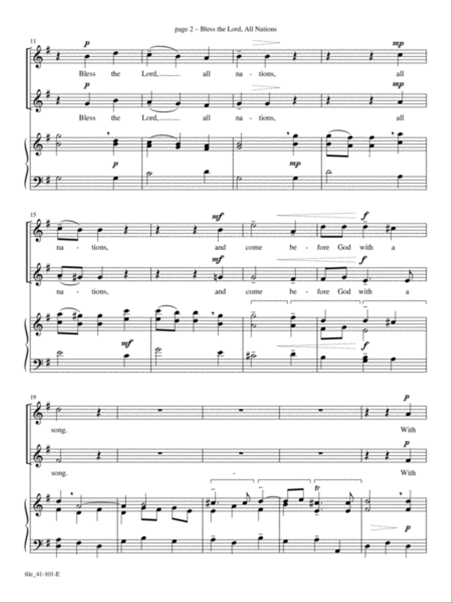 Bless the Lord, All Nations Voice scores gallery preview page 2