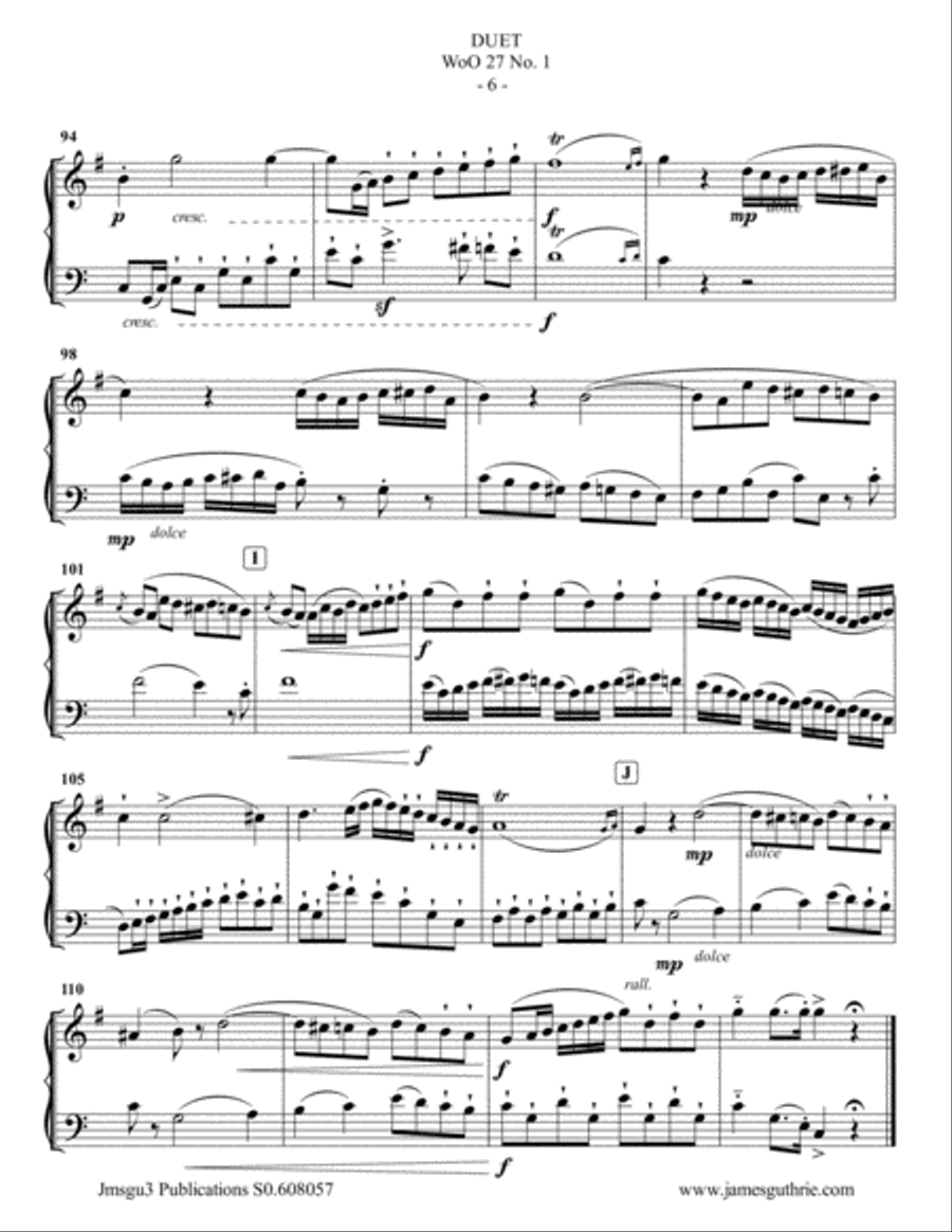 Beethoven: Three Duets WoO 27 for English Horn & Bassoon Woodwind Duet scores gallery preview page 6