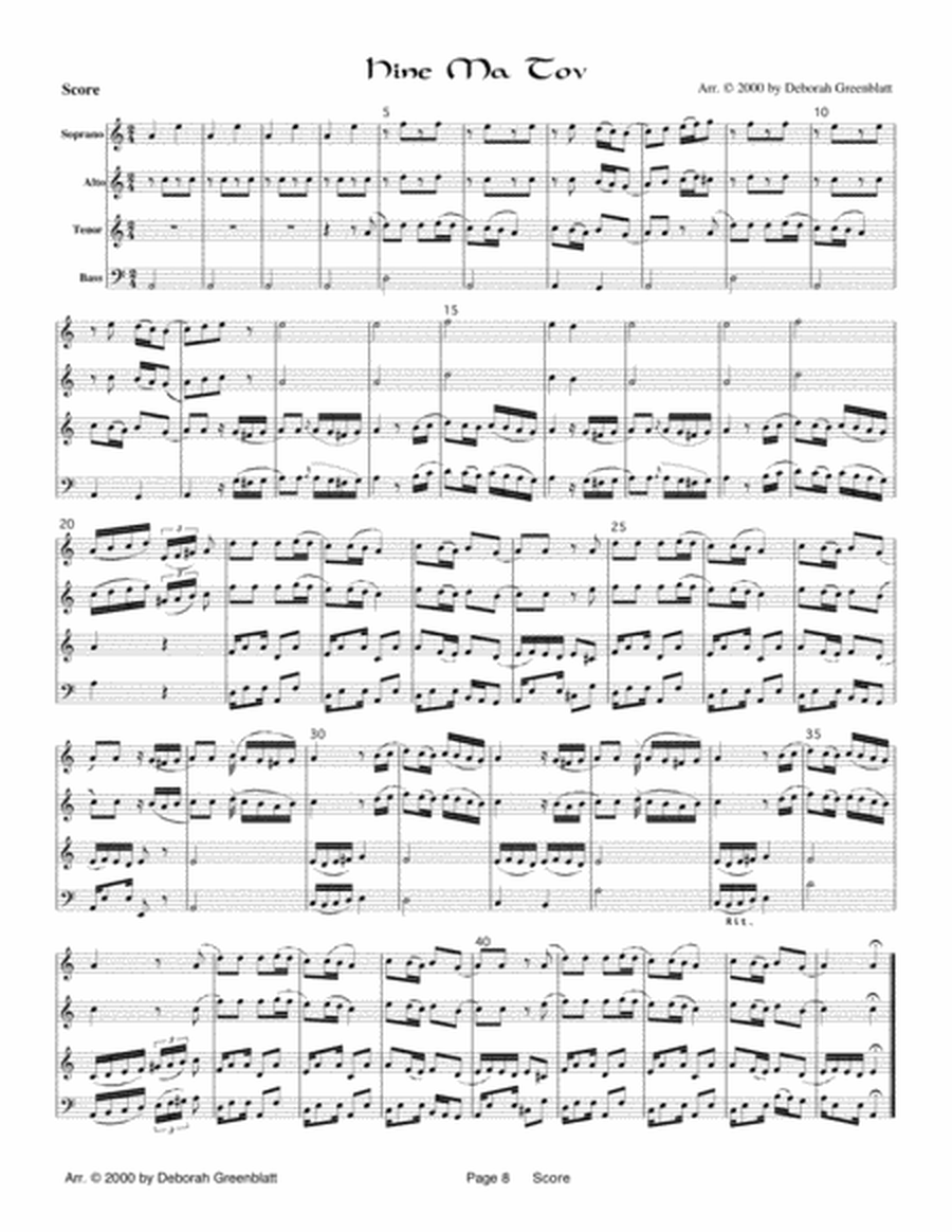 Jewish Recorder Quartet Collection - Score