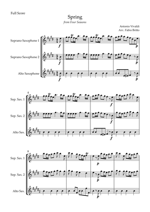 Spring (from Four Seasons of Antonio Vivaldi) for Saxophone Trio