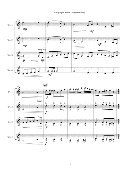 Star Spangled Banner (Trumpet Quartet or Trumpet Section) image number null
