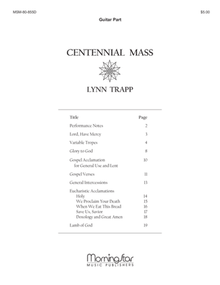 Centennial Mass (Downloadable Guitar Accompaniment)