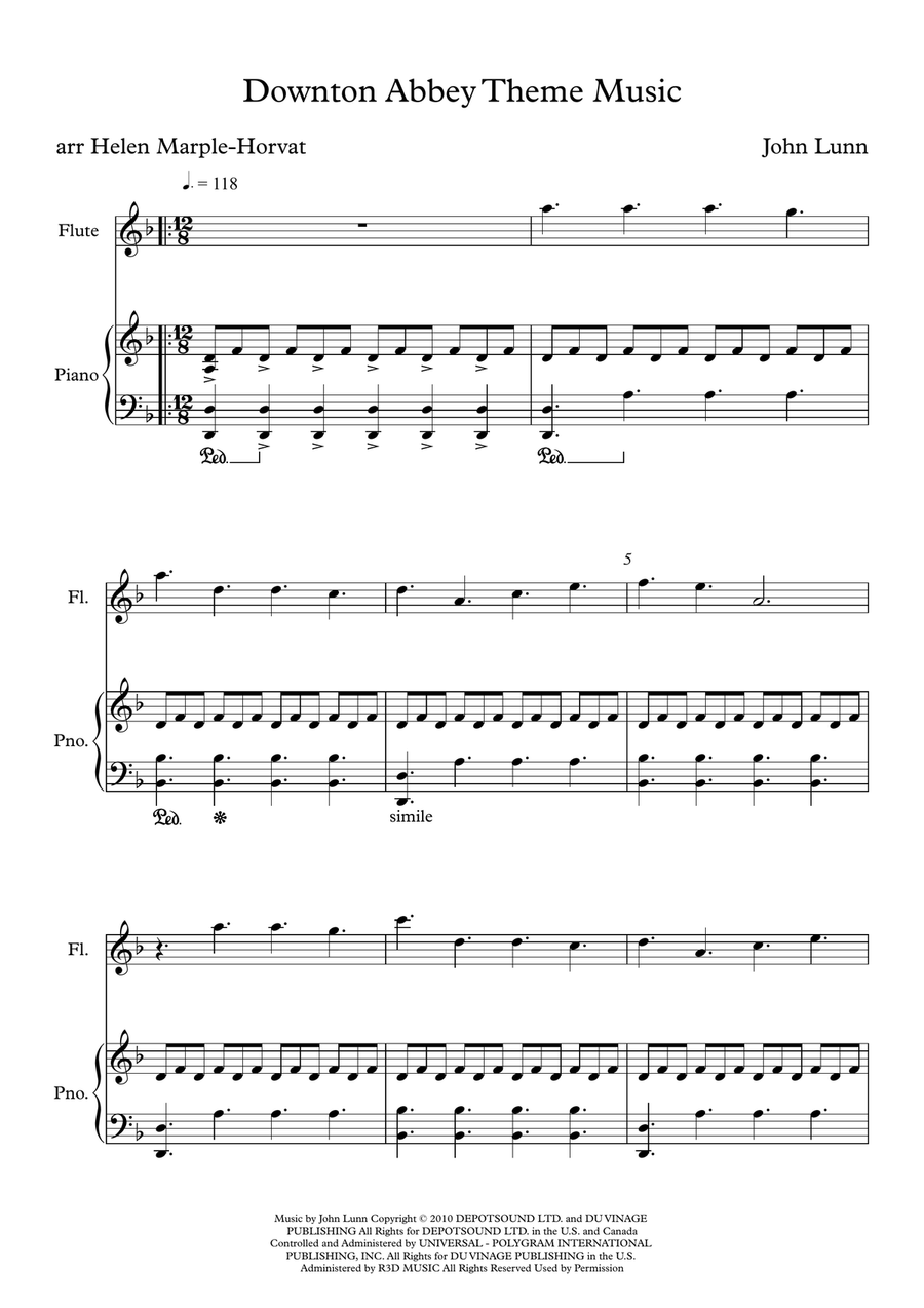Downton Abbey (theme) Flute Solo scores gallery preview page 5