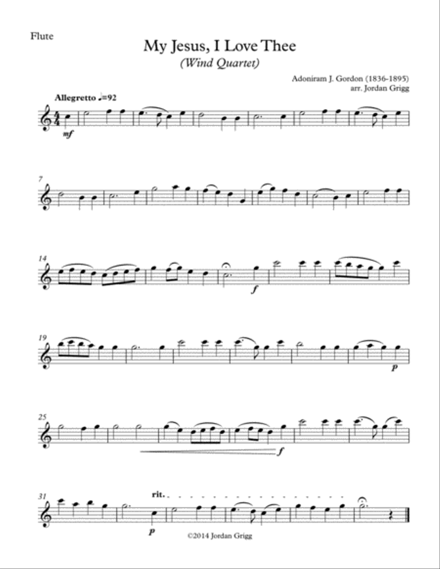 My Jesus, I Love Thee (Wind Quartet) Woodwind Quartet scores gallery preview page 3