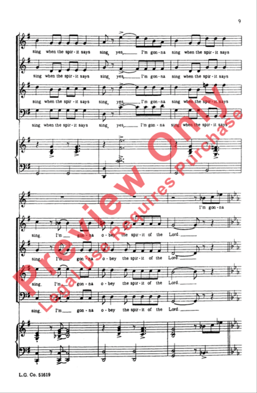 Obey the Spirit of the Lord 4-Part scores gallery preview page 9