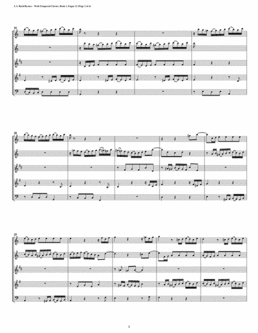 Fugue 21 from Well-Tempered Clavier, Book 1 (Woodwind Quintet) image number null