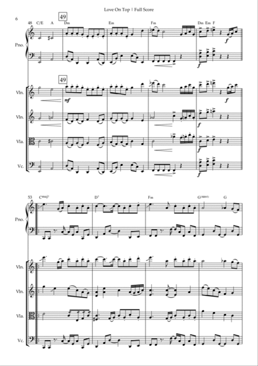 Love On Top Piano Quintet scores gallery preview page 6