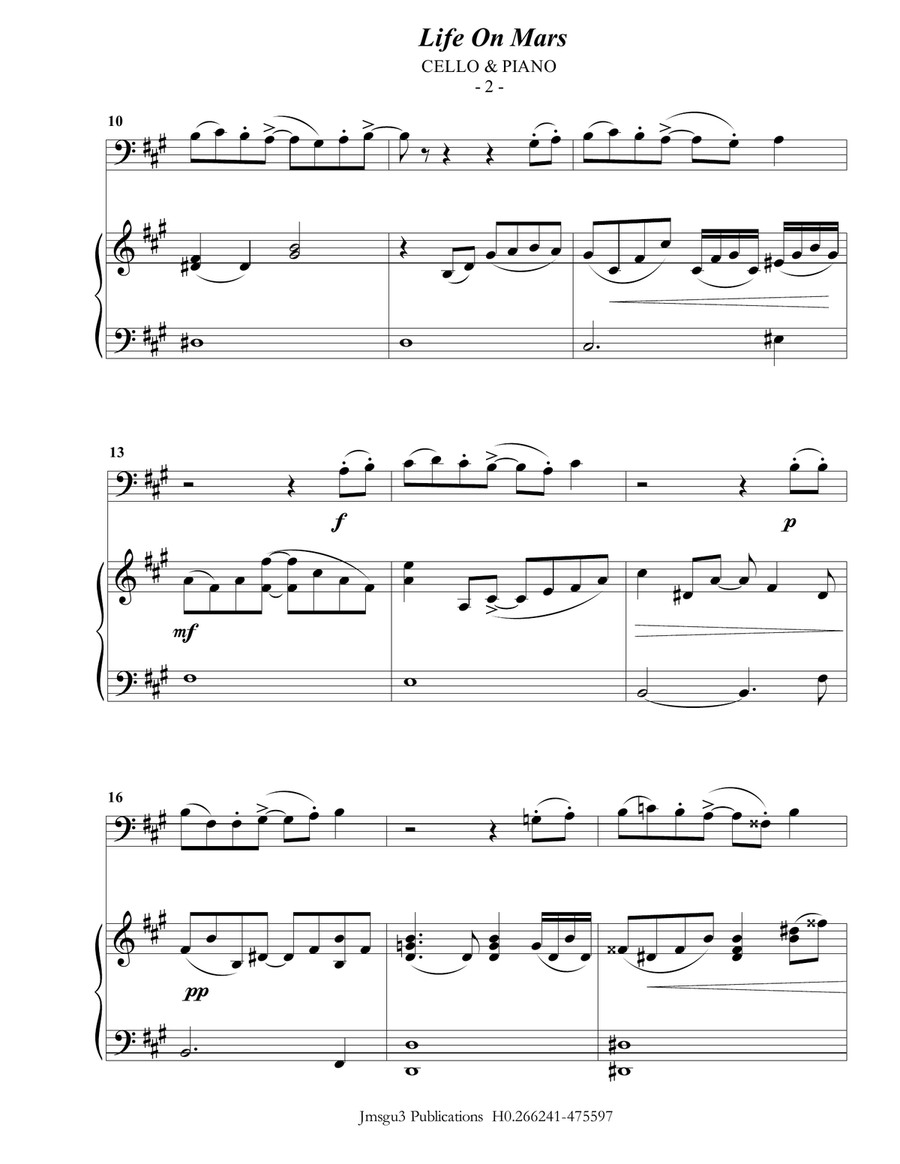 Life On Mars Piano scores gallery preview page 2